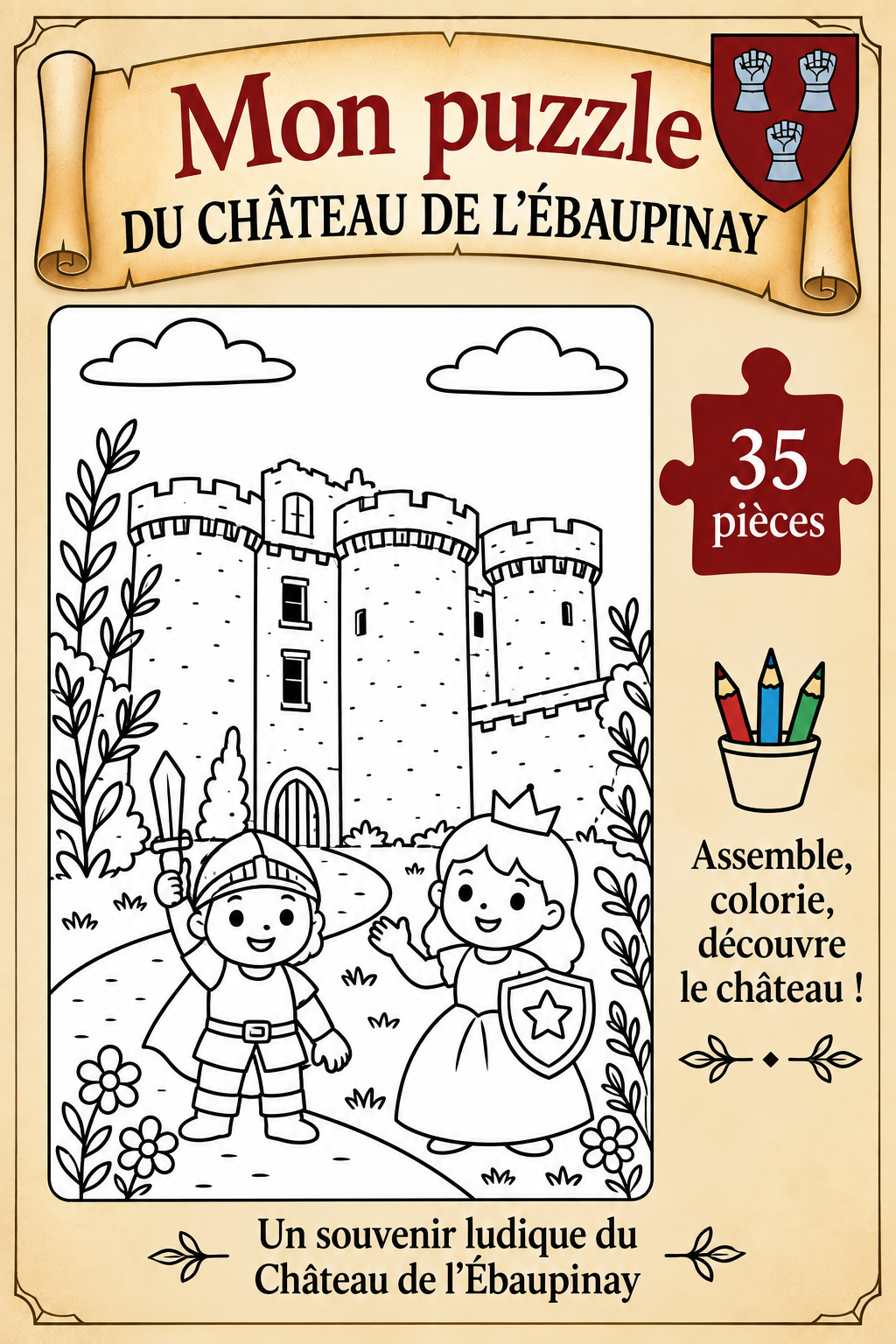 Puzzle 35 pièces à colorier en bois