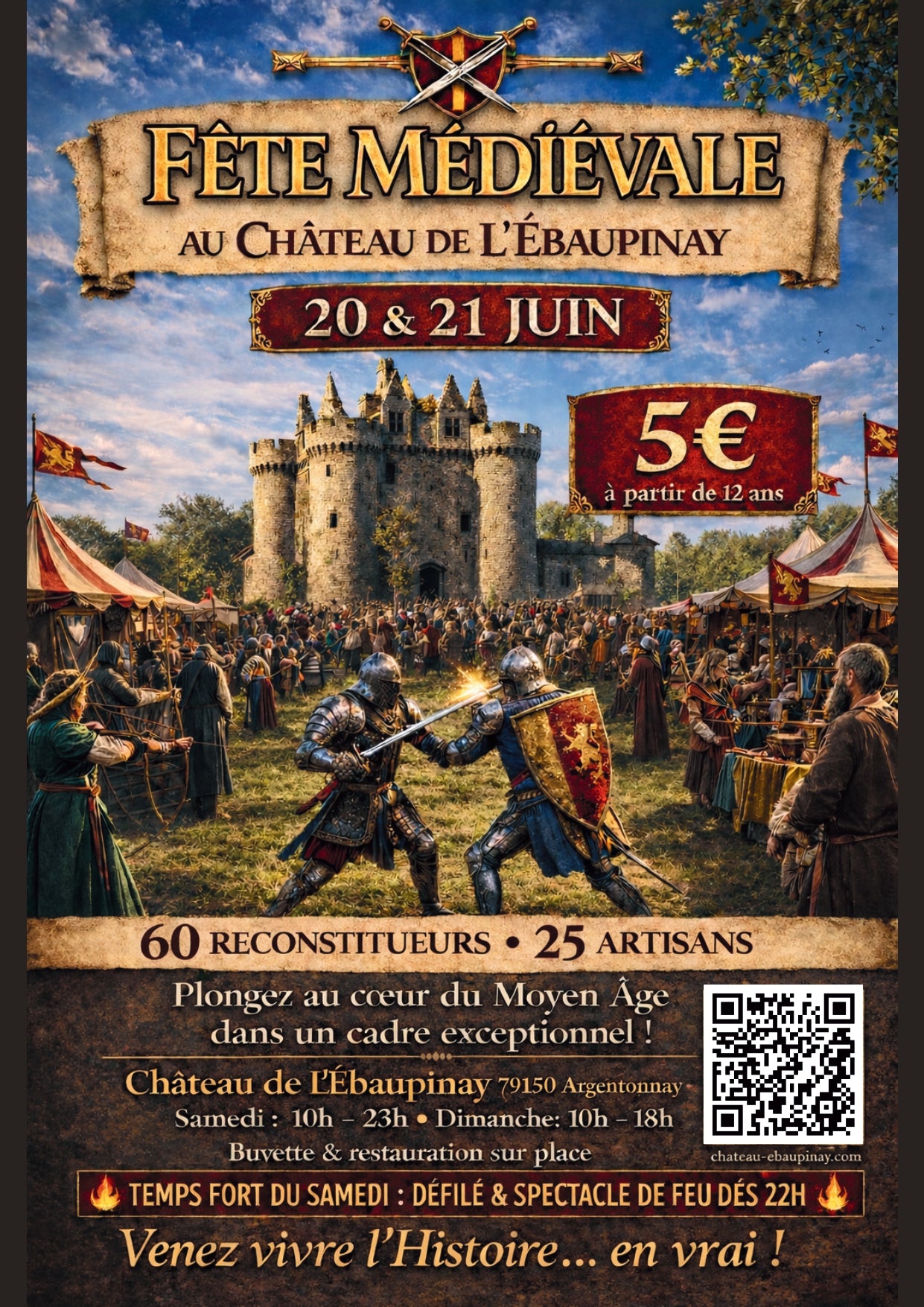 Affiche FÊTE MÉDIÉVALE AU CHÂTEAU DE L’ÉBAUPINAY